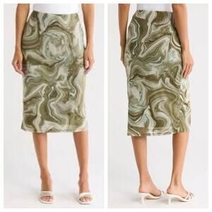 AFRM Lynch Mesh Midi Skirt in Sage Swirl Size Small